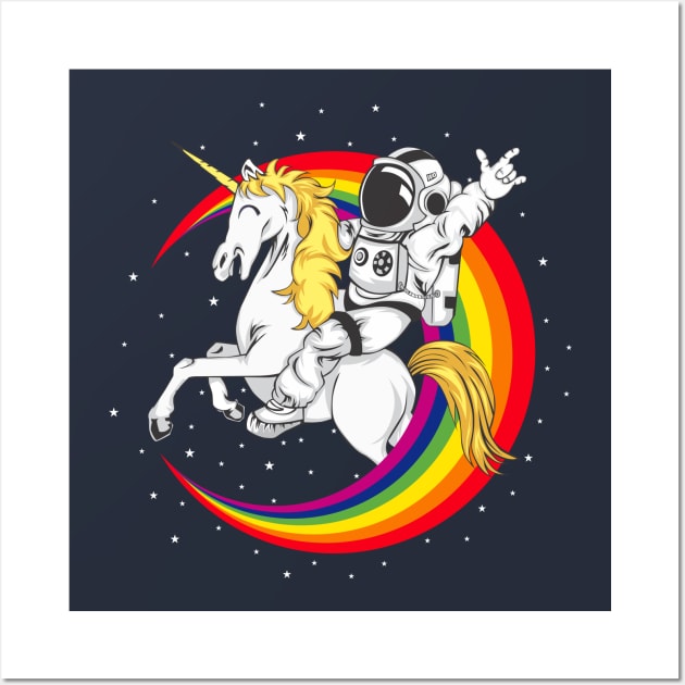 Astronaut driving unicorn death metal Wall Art by daizzy